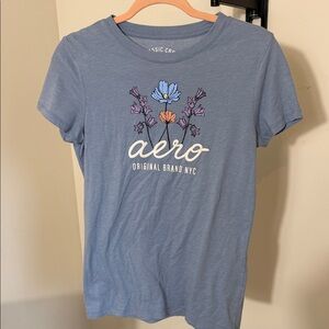 Aeropostale Blue Floral Graphic Tee